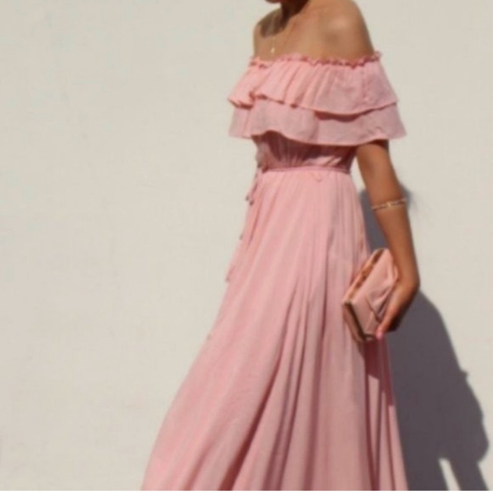 NWT Dress Day Elegant Off-Shoulder Pink Maxi Dress - Picture 2 of 7